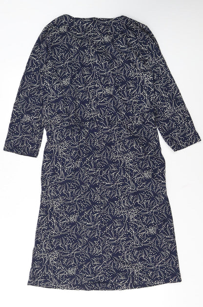 White Stuff Women's Blue Floral Long Sleeve Shift Dress Size 12