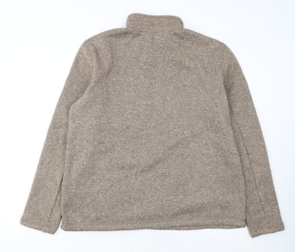 Lands' End Mens Beige Fleece 1/2 Zip Sweater Size L Regular Fit