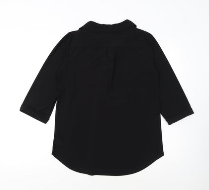 Wallis Women's Black Collared 3/4 Sleeve Blouse Size S