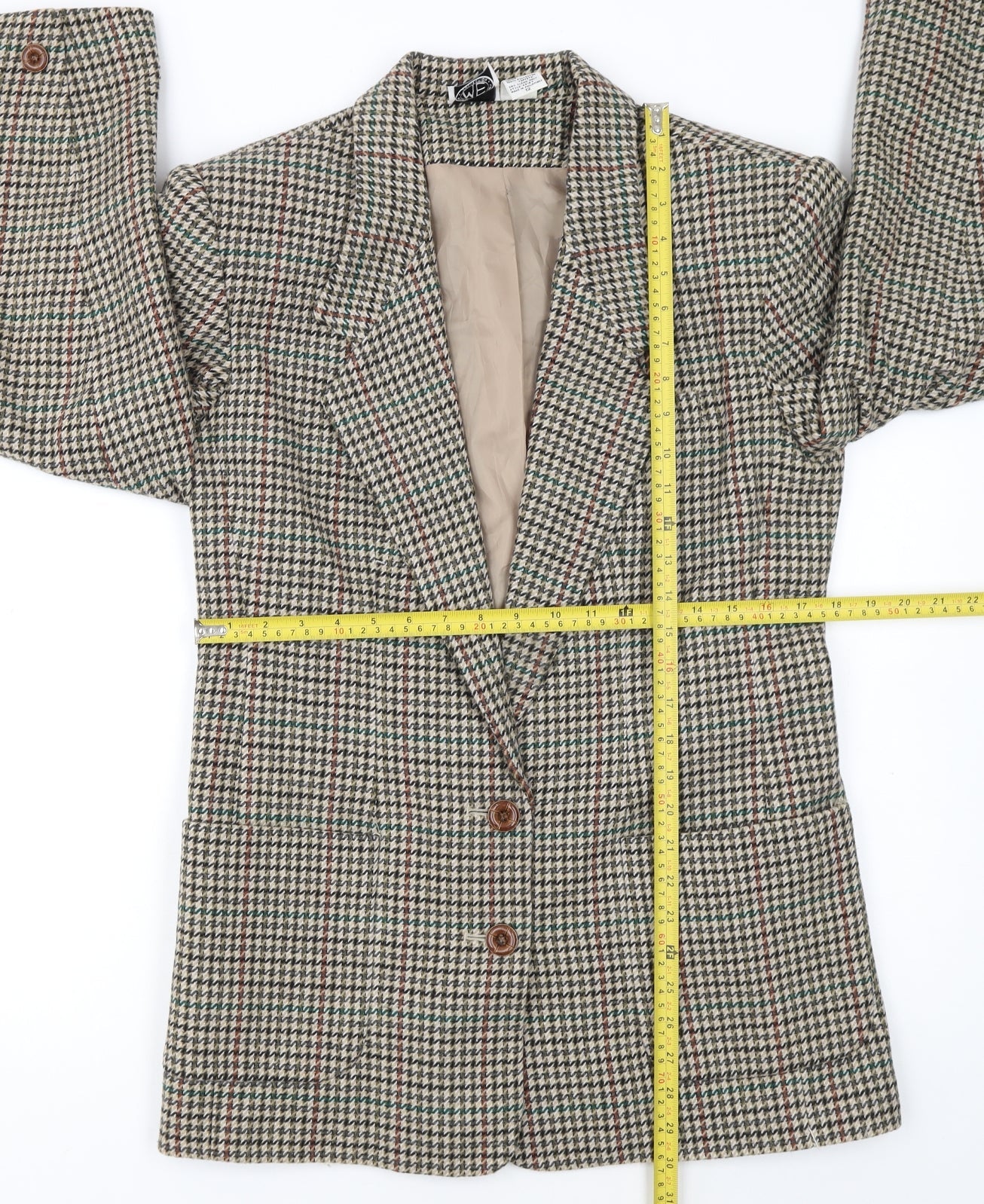 Modern Essentials Women's Multicoloured Houndstooth Wool Blazer Size 12