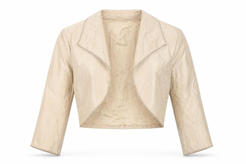 Cachet Womens Beige Cropped Suit Jacket Size 14 Formal Lined