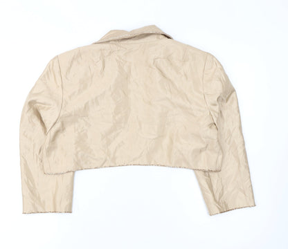 Cachet Womens Beige Cropped Suit Jacket Size 14 Formal Lined