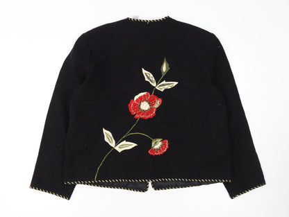 Draper's & Damon's Women's Black Floral Embroidered Cotton Jacket PL