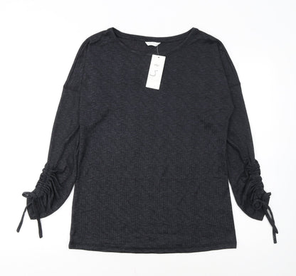 Marks and Spencer Women Grey Long Sleeve Jersey Pyjama Top Size 10