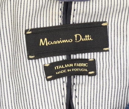 Massimo Dutti Women's Blue Cotton Blend Blazer Jacket Size 14