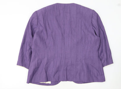 Jacques Vert Women Purple Tailored Suit Jacket UK 22 Lined Classic Fit