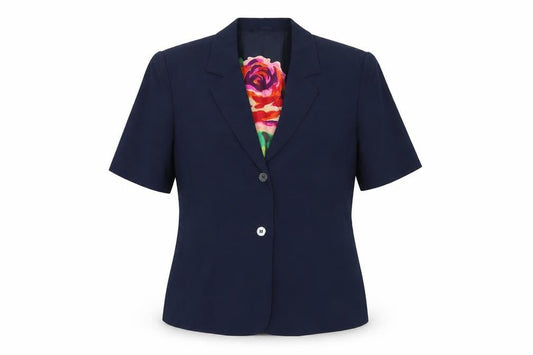 Country Casuals Women's Navy Short Sleeve Suit Jacket Size 14 Classic Fit