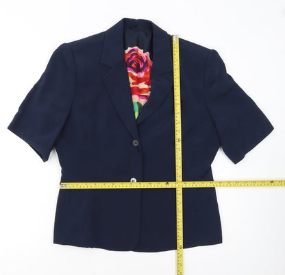 Country Casuals Women's Navy Short Sleeve Suit Jacket Size 14 Classic Fit