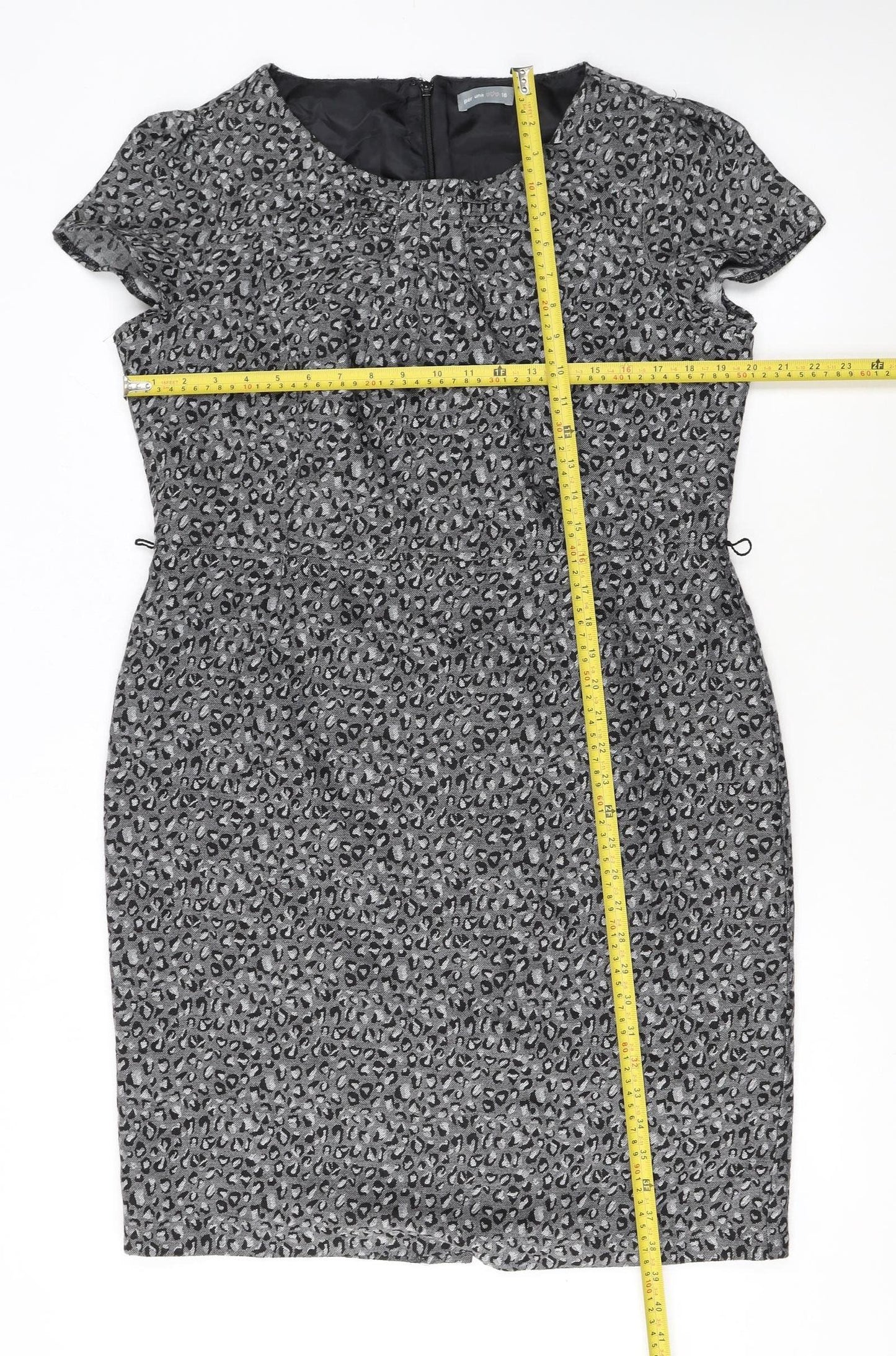 Marks and Spencer Women Grey Animal Print Sheath Dress Size 18