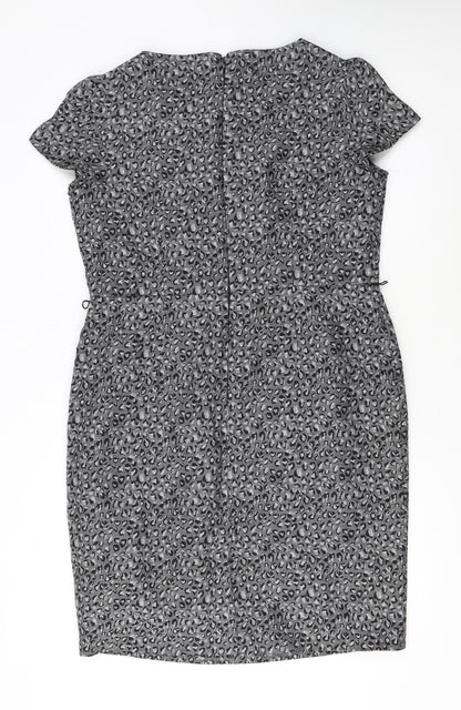Marks and Spencer Women Grey Animal Print Sheath Dress Size 18