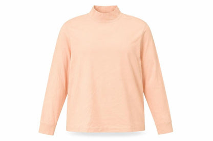 Lands' End Women's Pink Cotton Roll Neck Long Sleeve Top XL