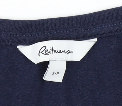 Reitmans Women’s Blue Long Sleeve Cotton Winter Print T-Shirt Size S