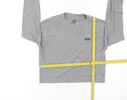 Vans Women’s Grey Cropped Long Sleeve Crew Neck T-Shirt XS