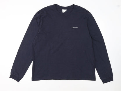 Calvin Klein Men's Navy Long Sleeve Crew Neck Cotton T-Shirt Size L