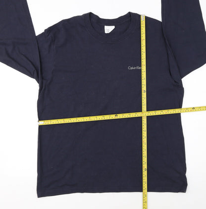Calvin Klein Men's Navy Long Sleeve Crew Neck Cotton T-Shirt Size L