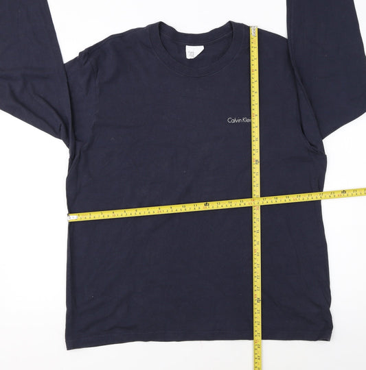 Calvin Klein Men's Navy Long Sleeve Crew Neck Cotton T-Shirt Size L