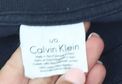 Calvin Klein Men's Navy Long Sleeve Crew Neck Cotton T-Shirt Size L