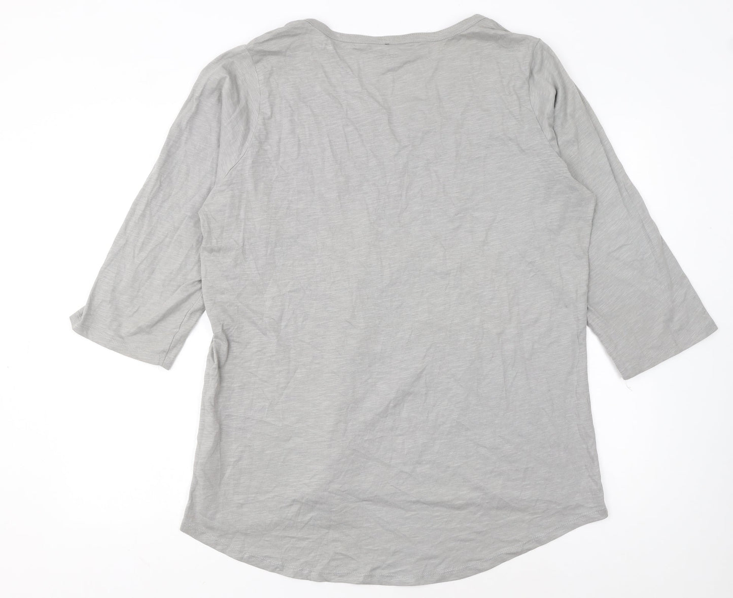 Long Tall Sally Women Grey 3/4 Sleeve Cotton Tunic Blouse Size 20