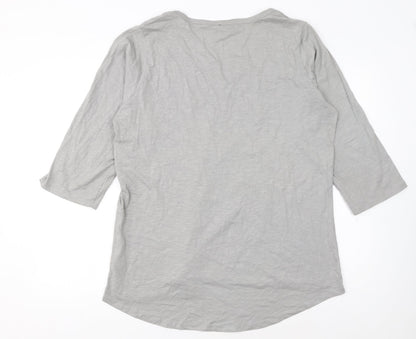 Long Tall Sally Women Grey 3/4 Sleeve Cotton Tunic Blouse Size 20