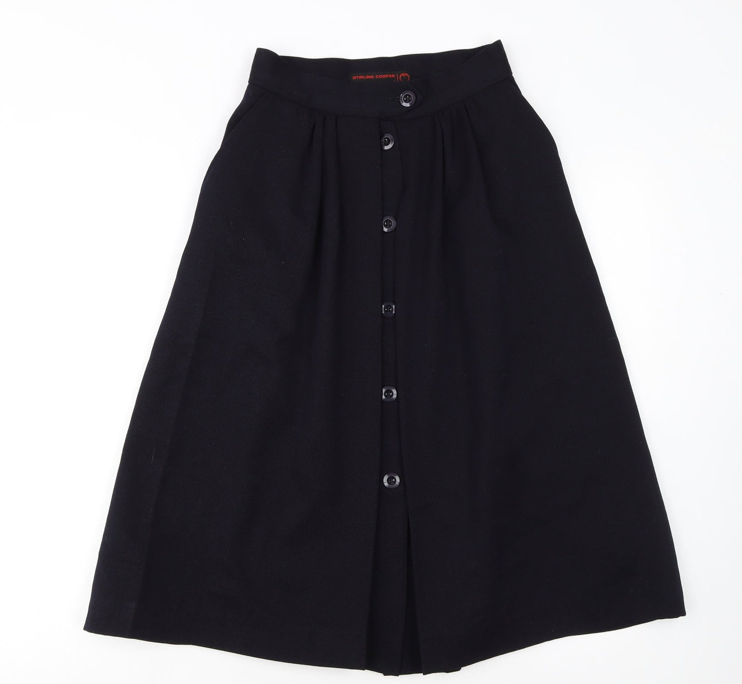 Stirling Cooper Women’s Black Wool A-Line Midi Skirt Size S Vintage