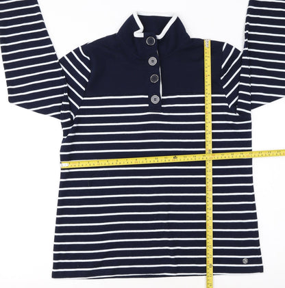 Penny Plain Womens Navy Stripe Long Sleeve Button Henley Sweatshirt Size 14/16