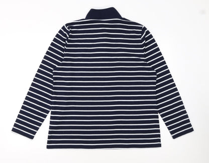 Penny Plain Womens Navy Stripe Long Sleeve Button Henley Sweatshirt Size 14/16