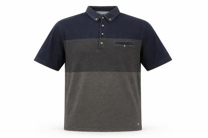 White Stuff Men's Blue Colourblock Cotton Polo Shirt Medium