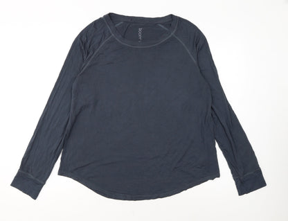 Boody Womens Blue Long Sleeve Basic Bamboo Jersey Top Size L