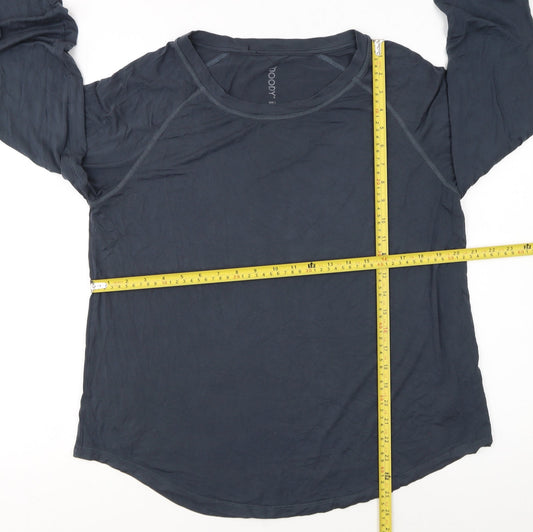 Boody Womens Blue Long Sleeve Basic Bamboo Jersey Top Size L