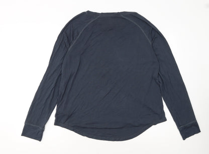 Boody Womens Blue Long Sleeve Basic Bamboo Jersey Top Size L