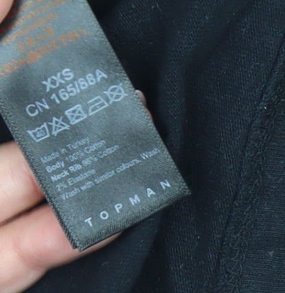 Topman Men's Black Graphic Luxe Crew Neck T-Shirt Size XS