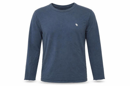 Abercrombie & Fitch Men's Blue Long Sleeve Soft A&F Crew Neck T-Shirt Size M