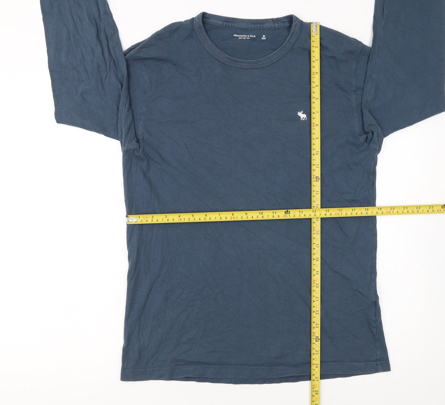 Abercrombie & Fitch Men's Blue Long Sleeve Soft A&F Crew Neck T-Shirt Size M