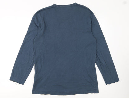 Abercrombie & Fitch Men's Blue Long Sleeve Soft A&F Crew Neck T-Shirt Size M