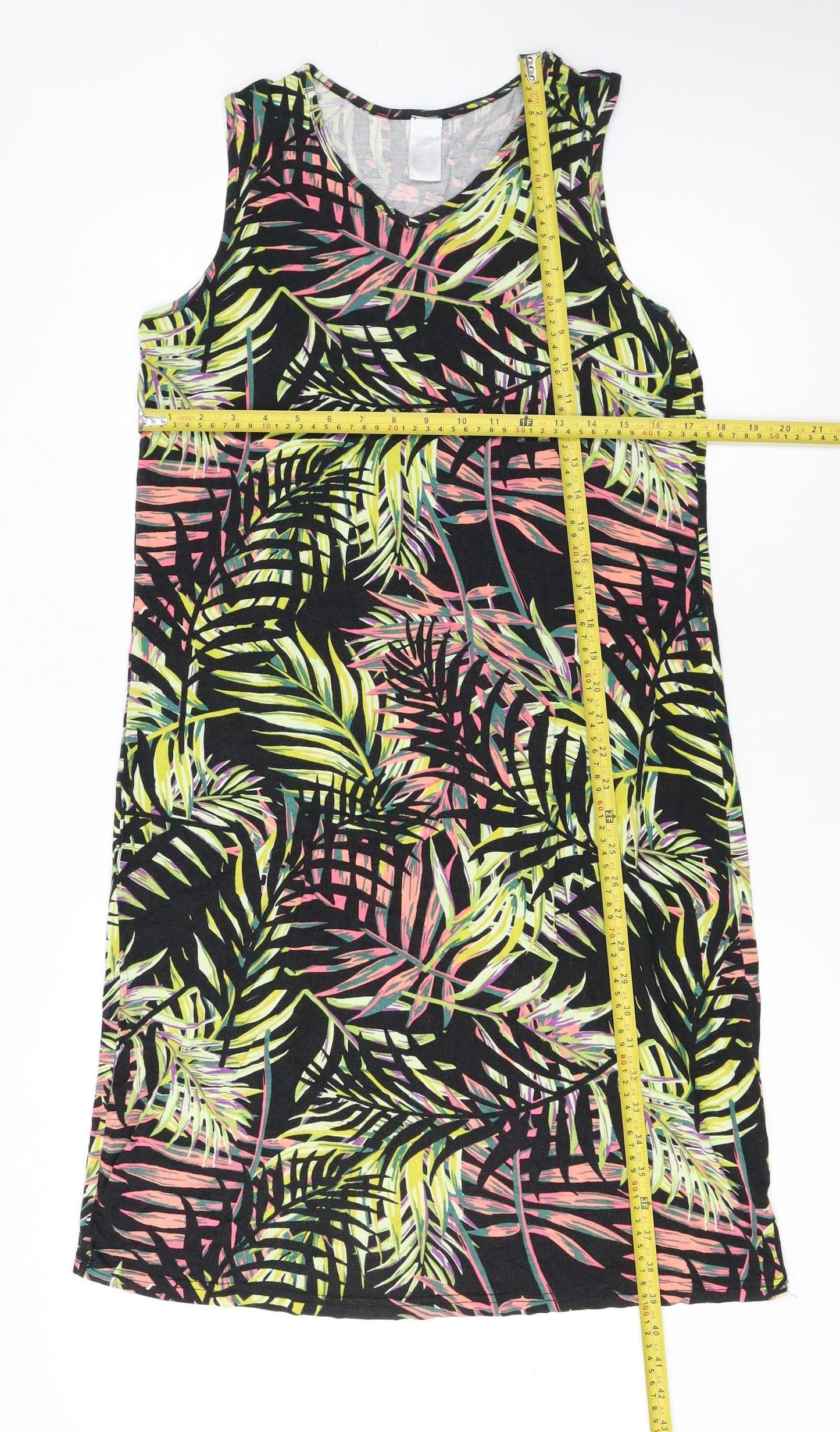 Good Womens Multicoloured Size 10 Tropical V-Neck Sleeveless Tank Dress