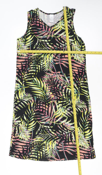 Good Womens Multicoloured Size 10 Tropical V-Neck Sleeveless Tank Dress