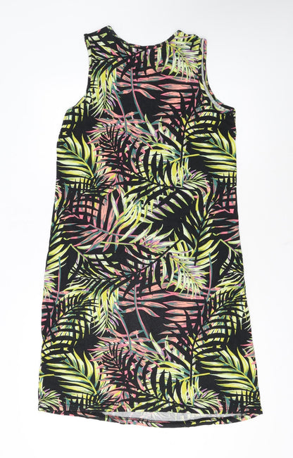 Good Womens Multicoloured Size 10 Tropical V-Neck Sleeveless Tank Dress