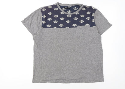 Brave Soul Men's Grey Aztec Panel Crew Neck T-Shirt Size M Regular Fit