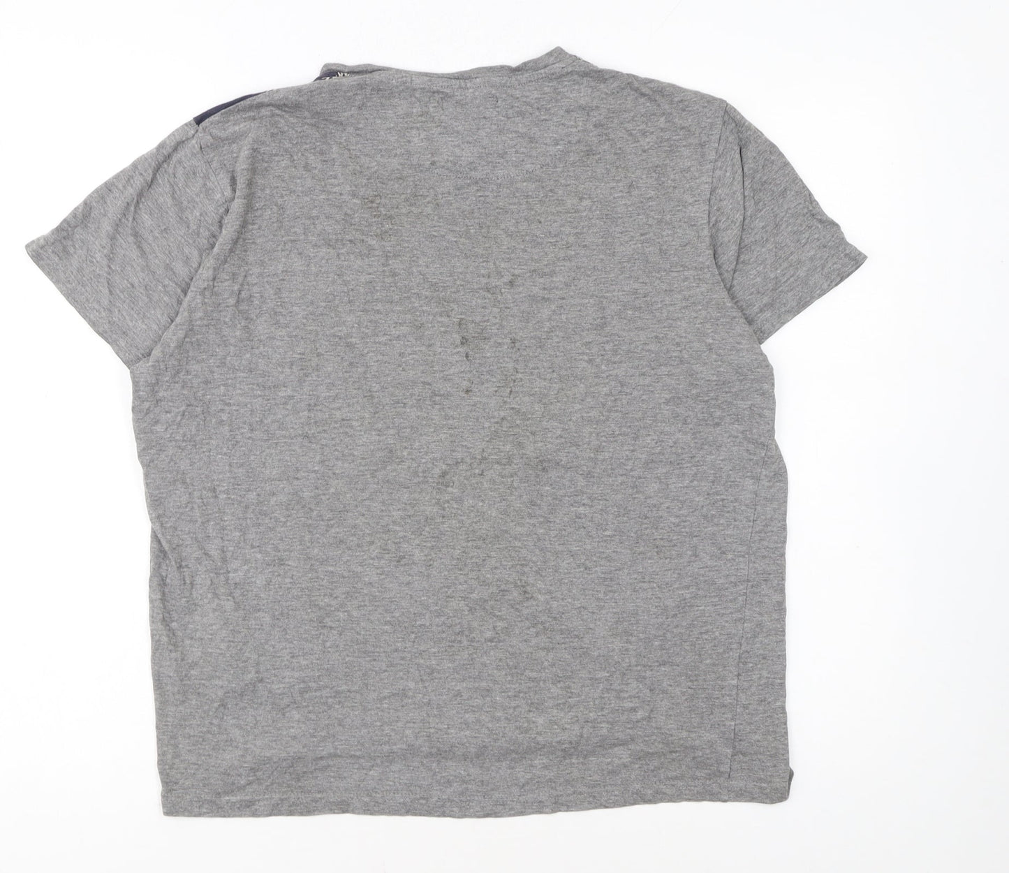 Brave Soul Men's Grey Aztec Panel Crew Neck T-Shirt Size M Regular Fit