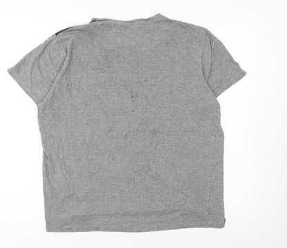 Brave Soul Men's Grey Aztec Panel Crew Neck T-Shirt Size M Regular Fit