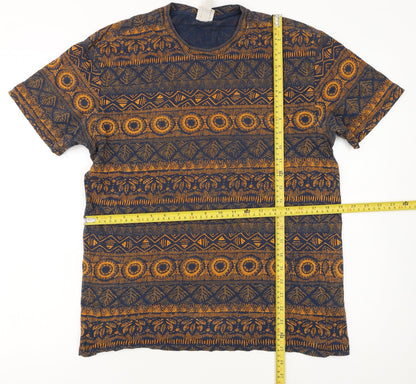 H&M Men’s Blue Aztec Print Cotton Crew Neck T-Shirt Size S