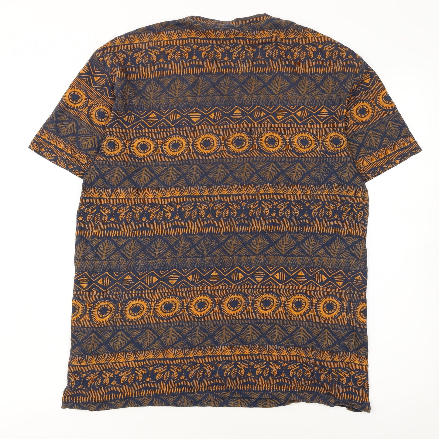 H&M Men’s Blue Aztec Print Cotton Crew Neck T-Shirt Size S