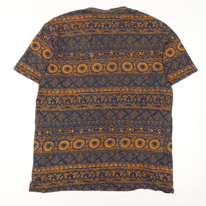 H&M Men’s Blue Aztec Print Cotton Crew Neck T-Shirt Size S