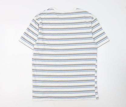 Columbia Men’s White Striped Cotton Crew Neck T-Shirt Size L