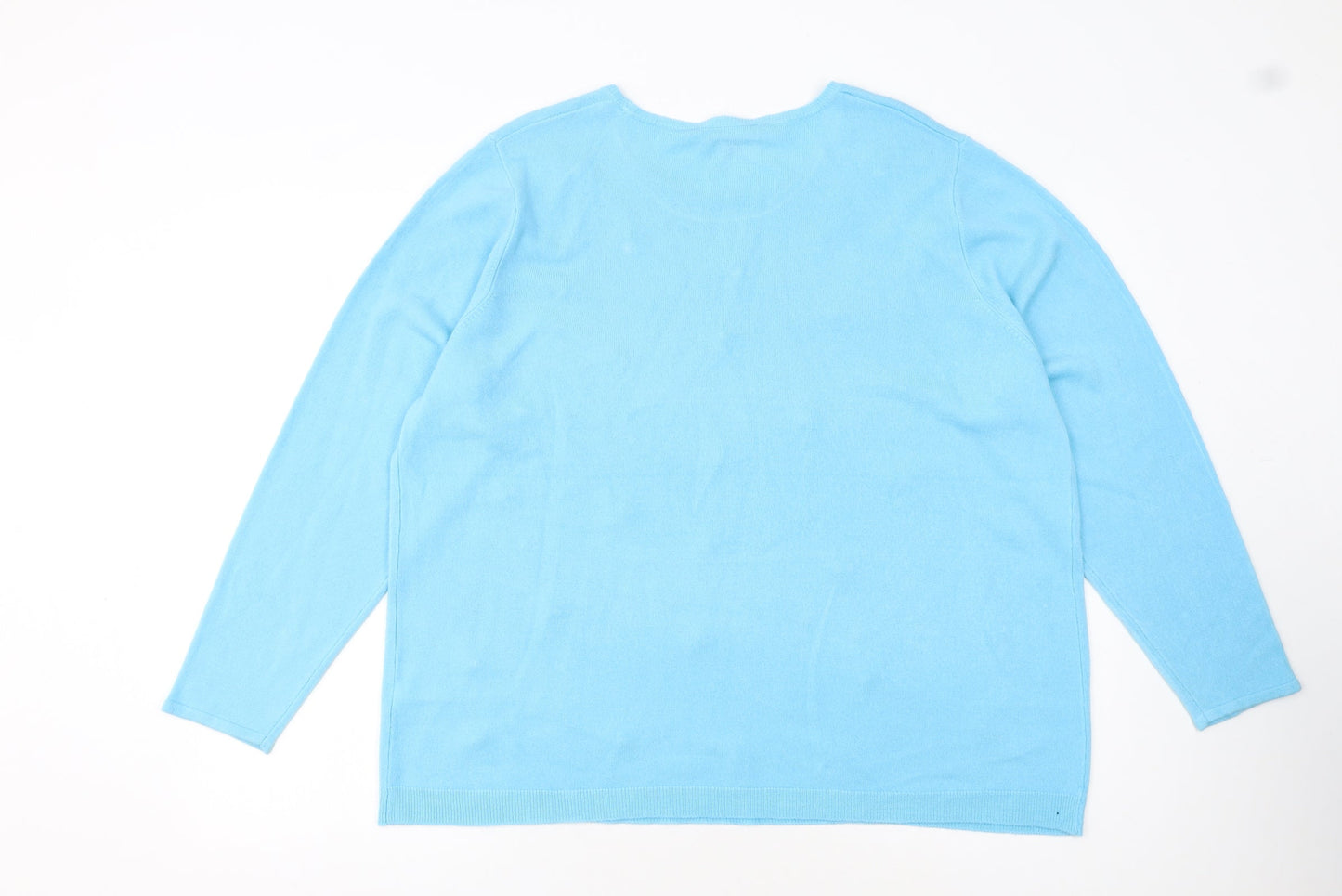 Zove Knitwear Women Blue Beaded Crew Neck Acrylic Jumper Size 20