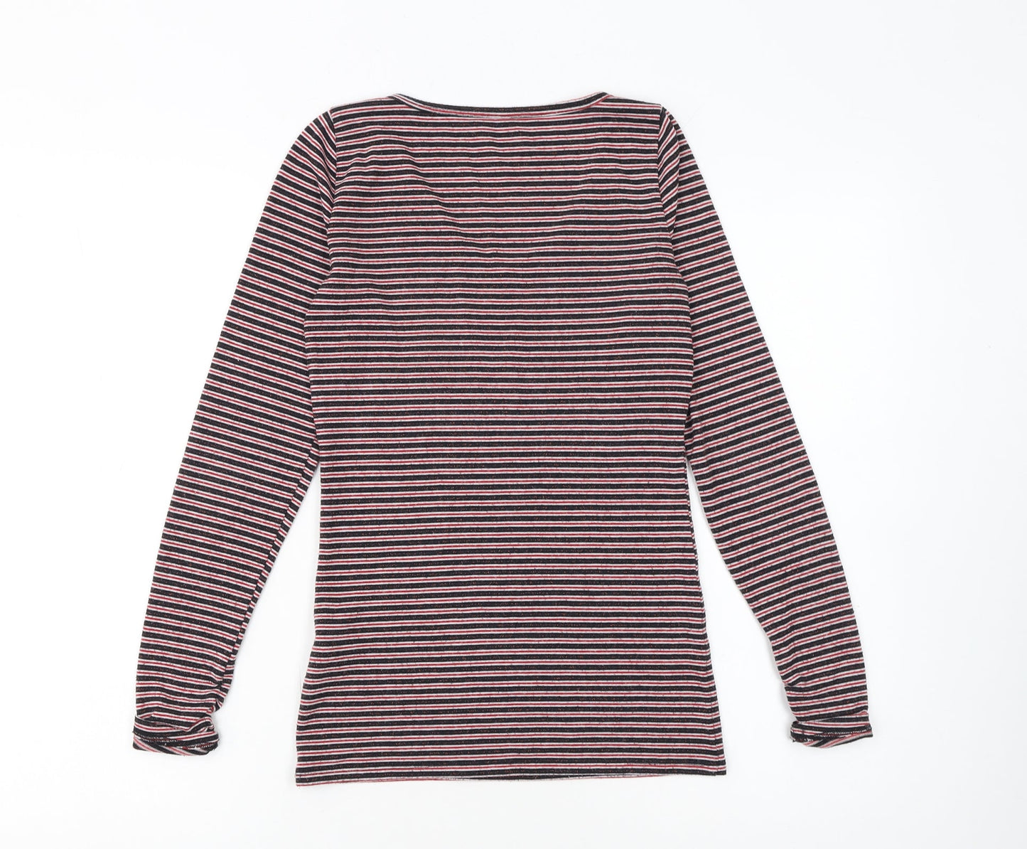 Hollister Womens Multicoloured Striped V-Neck Long Sleeve T-Shirt XS