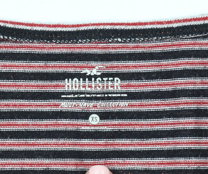 Hollister Womens Multicoloured Striped V-Neck Long Sleeve T-Shirt XS
