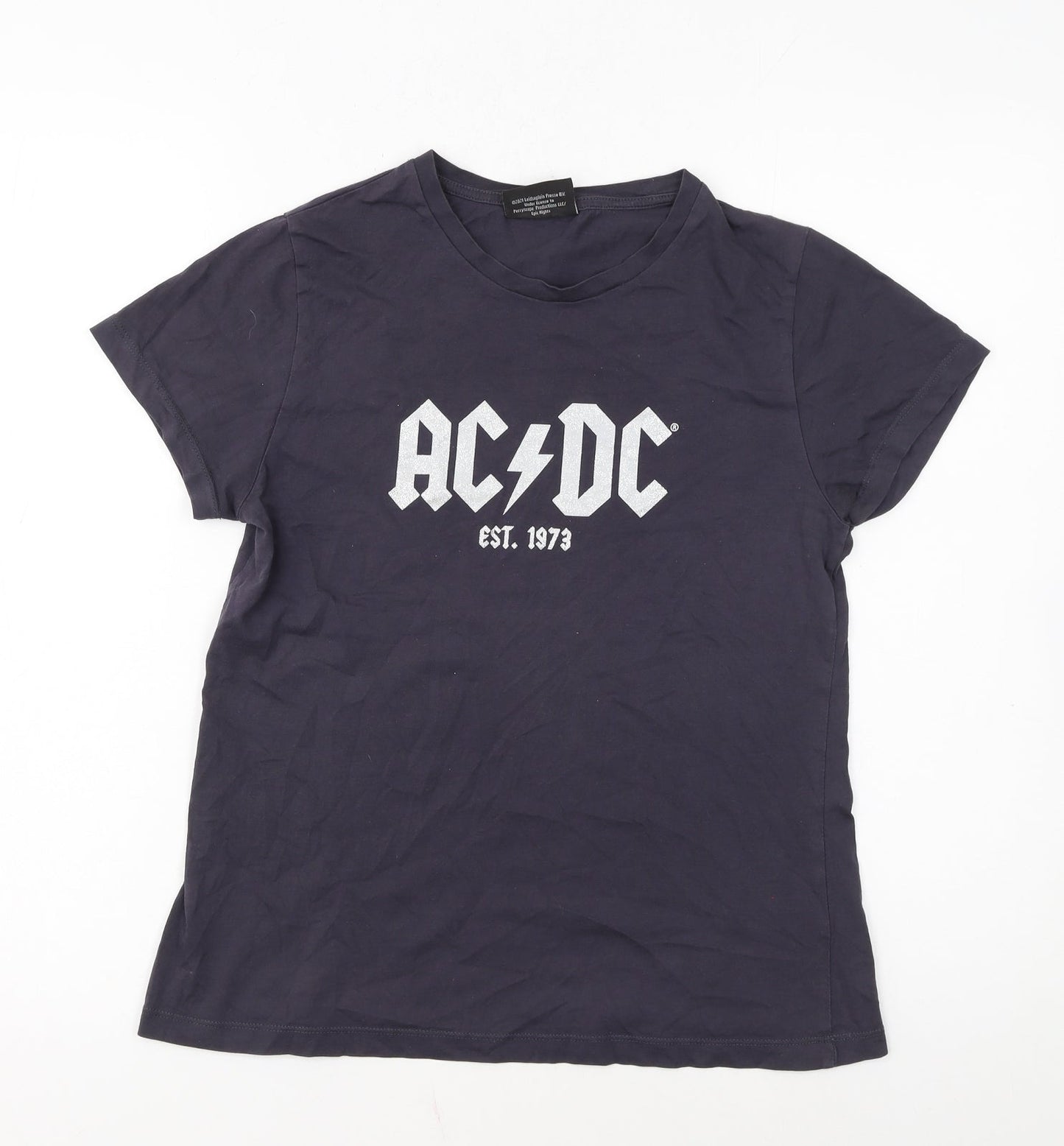 Peacocks Women's Black AC/DC Rock Band Cotton T-Shirt Size 10