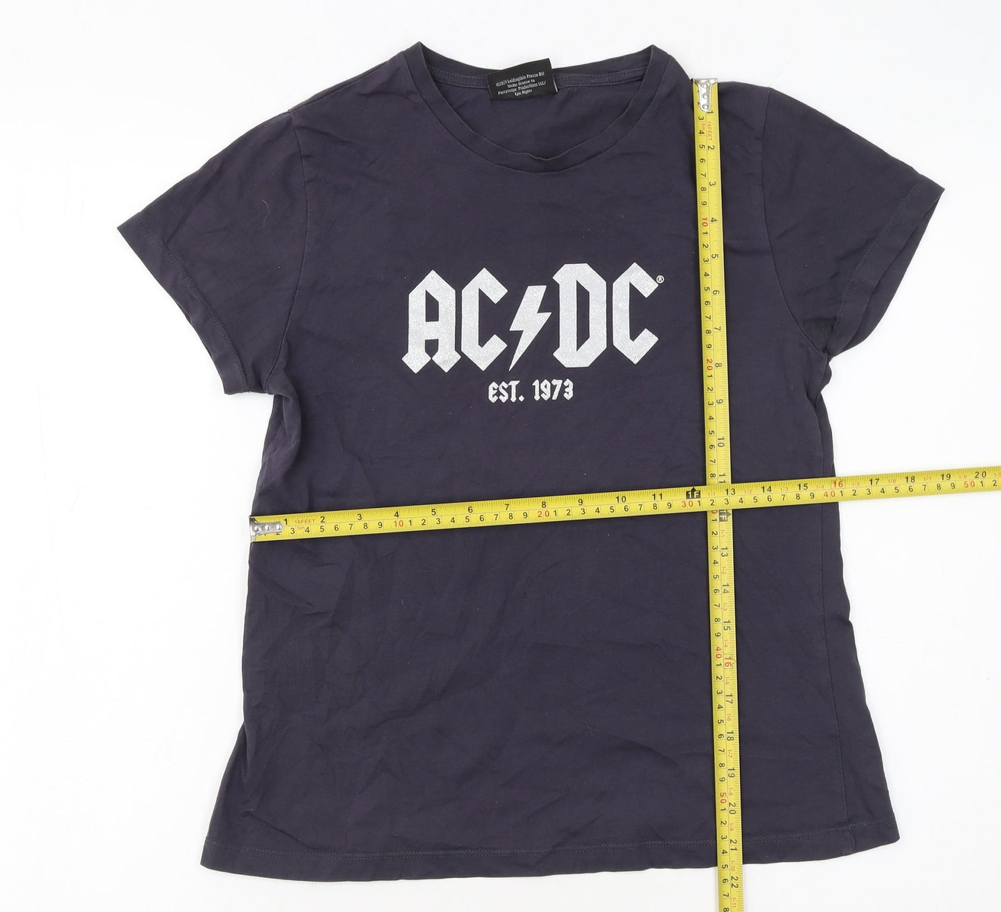 Peacocks Women's Black AC/DC Rock Band Cotton T-Shirt Size 10
