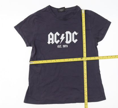 Peacocks Women's Black AC/DC Rock Band Cotton T-Shirt Size 10